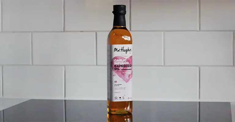 Eco Friendly Product Packaging on Mr Hughes salad dressing bottle